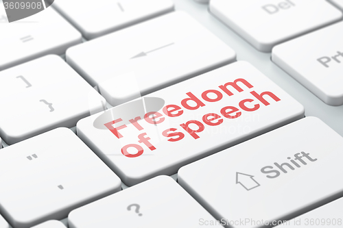 Image of Political concept: Freedom Of Speech on computer keyboard background