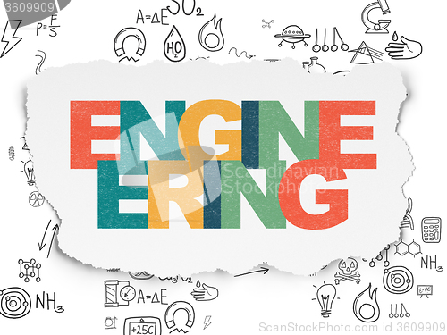Image of Science concept: Engineering on Torn Paper background
