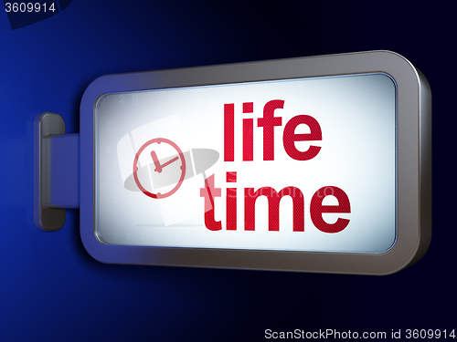 Image of Time concept: Life Time and Clock on billboard background