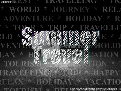 Image of Tourism concept: Summer Travel in grunge dark room