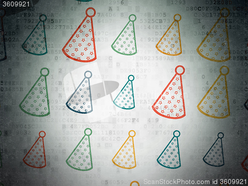 Image of Entertainment, concept: Party Hat icons on Digital Paper background