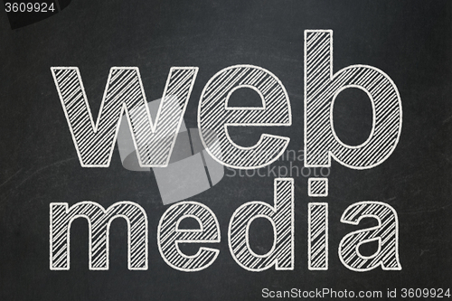Image of Web development concept: Web Media on chalkboard background