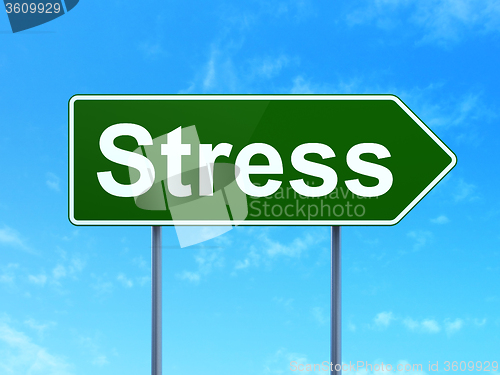 Image of Medicine concept: Stress on road sign background