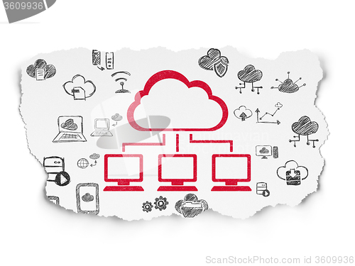 Image of Cloud technology concept: Cloud Network on Torn Paper background