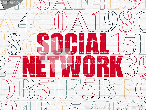 Image of Social media concept: Social Network on wall background