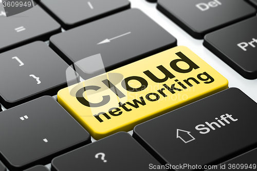 Image of Cloud technology concept: Cloud Networking on computer keyboard background