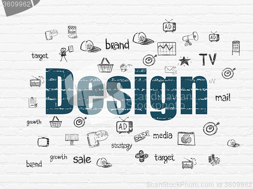 Image of Advertising concept: Design on wall background