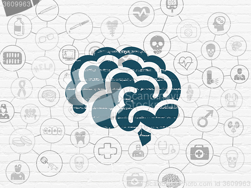 Image of Medicine concept: Brain on wall background