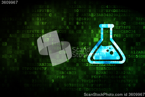 Image of Science concept: Flask on digital background