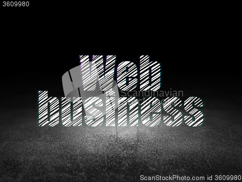 Image of Web development concept: Web Business in grunge dark room