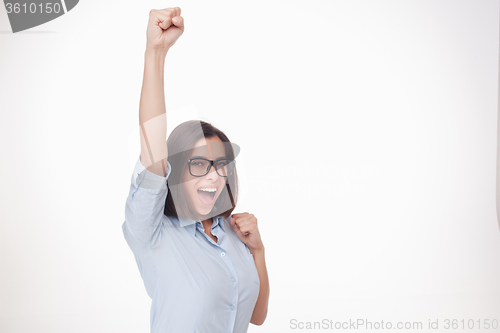 Image of successful business woman on white background