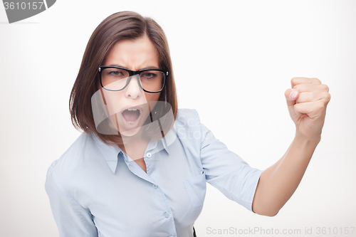 Image of successful business woman on white background