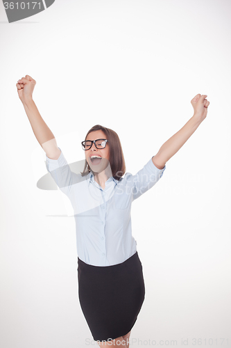 Image of successful business woman on white background