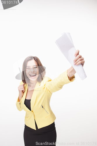 Image of successful business woman on white background