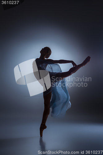 Image of The beautiful ballerina dancing with blue veil