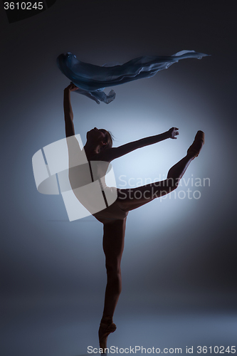 Image of The beautiful ballerina dancing with blue veil