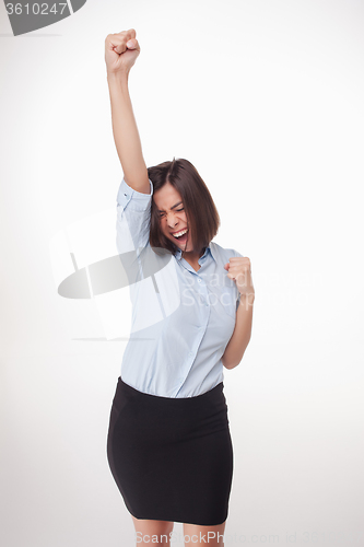 Image of successful business woman on white background