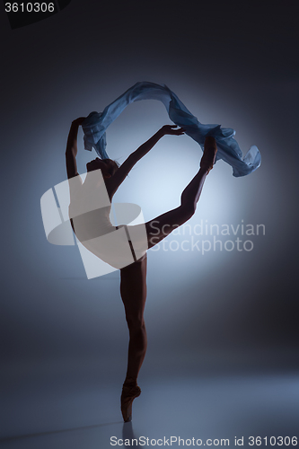 Image of The beautiful ballerina dancing with blue veil