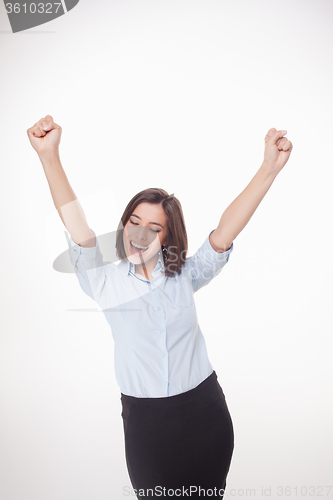 Image of successful business woman on white background