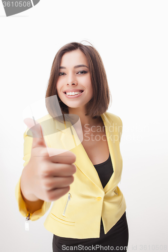 Image of successful business woman on white background