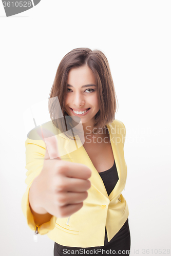 Image of successful business woman on white background