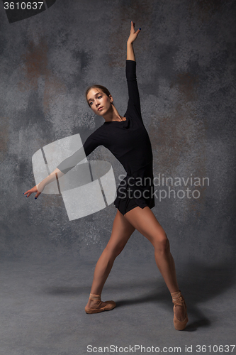 Image of Young beautiful modern style dancer posing on a studio background