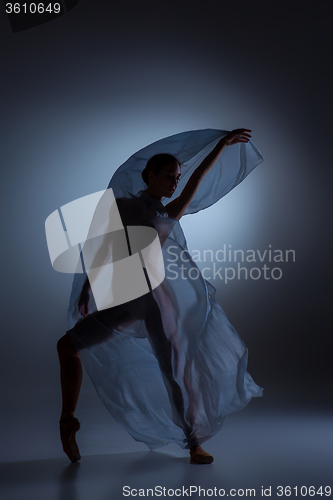 Image of The beautiful ballerina dancing with blue veil