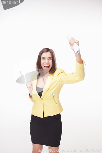 Image of successful business woman on white background