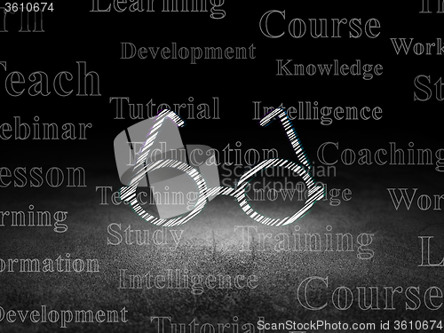Image of Studying concept: Glasses in grunge dark room