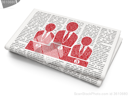 Image of Advertising concept: Business Team on Newspaper background