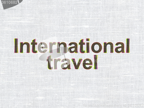 Image of Tourism concept: International Travel on fabric texture background
