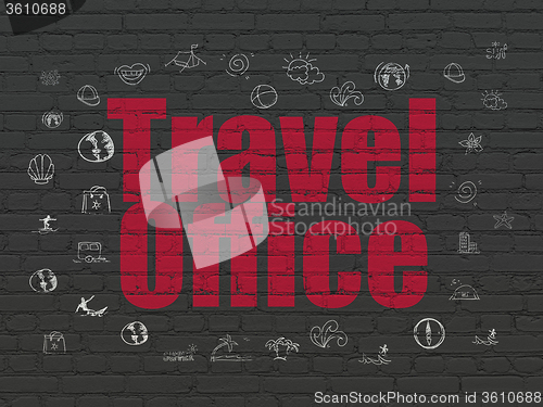 Image of Tourism concept: Travel Office on wall background