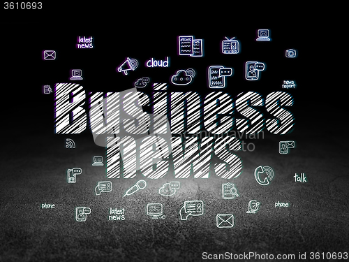 Image of News concept: Business News in grunge dark room