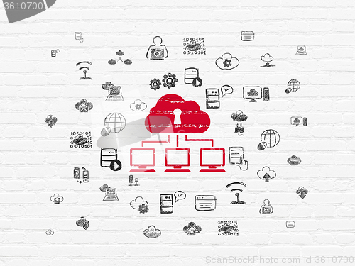 Image of Cloud computing concept: Cloud Network on wall background