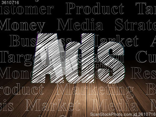 Image of Marketing concept: Ads in grunge dark room