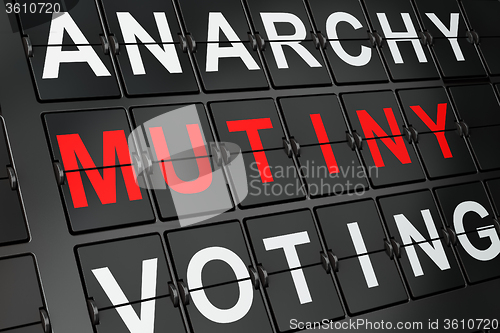 Image of Political concept: Mutiny on airport board background