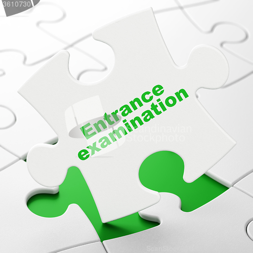 Image of Learning concept: Entrance Examination on puzzle background