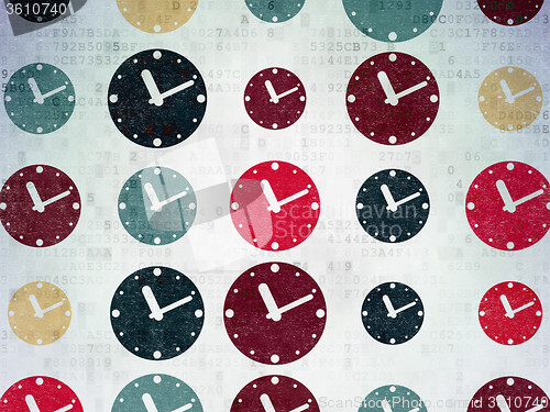 Image of Time concept: Clock icons on Digital Paper background