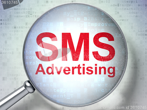 Image of Marketing concept: SMS Advertising with optical glass