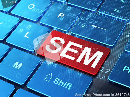 Image of Marketing concept: SEM on computer keyboard background