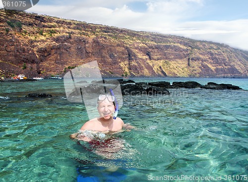 Image of Happy man snorkeling