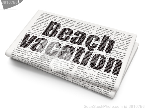 Image of Travel concept: Beach Vacation on Newspaper background