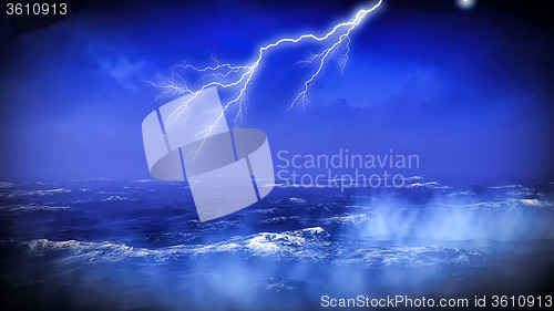 Image of Lightning over ocean