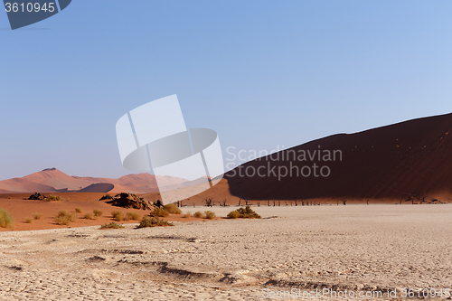 Image of beautiful sunrise landscape of hidden Dead Vlei