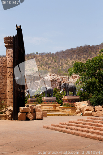 Image of Gigantic elephant statues on Bridge in famous Lost City