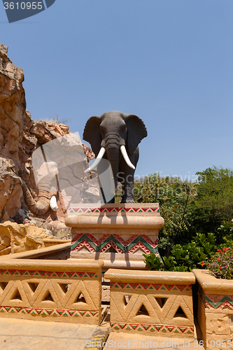 Image of Gigantic monkey statues on fountain in famous Lost City