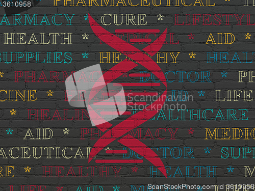 Image of Medicine concept: DNA on wall background