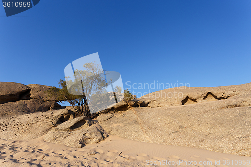 Image of Rock formation in Namib desert in sunset, landscape