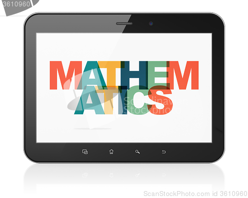 Image of Education concept: Tablet Computer with Mathematics on  display