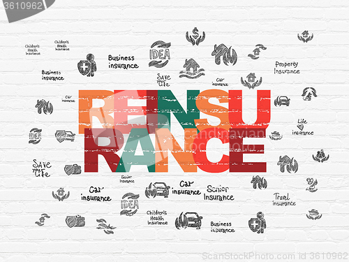 Image of Insurance concept: Reinsurance on wall background